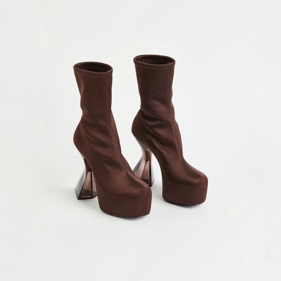 NWT H&M Satin Platform Boots in Brown Metaverse Design Story AW22 | Size 8 - Picture 2 of 8